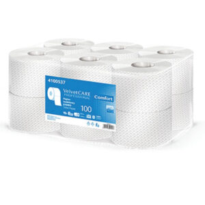 Papier toaletowy Jumbo Velvet Care Comfort biały celuloza, 100m, 2-warstwowy 800 listków – 12 rolek